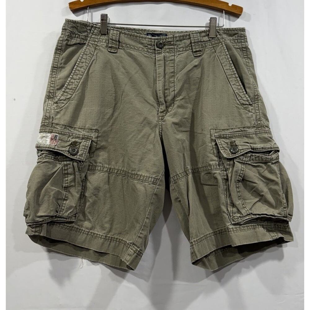 Vintage Polo Jeans Co Ralph Lauren Cargo Shorts Mens 34 Khaki Twill Military Y2K